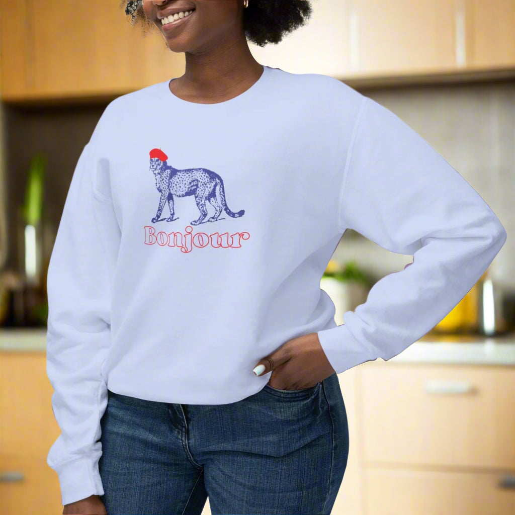 Bonjour Cheetah: Lightweight Cotton Sweatshirt