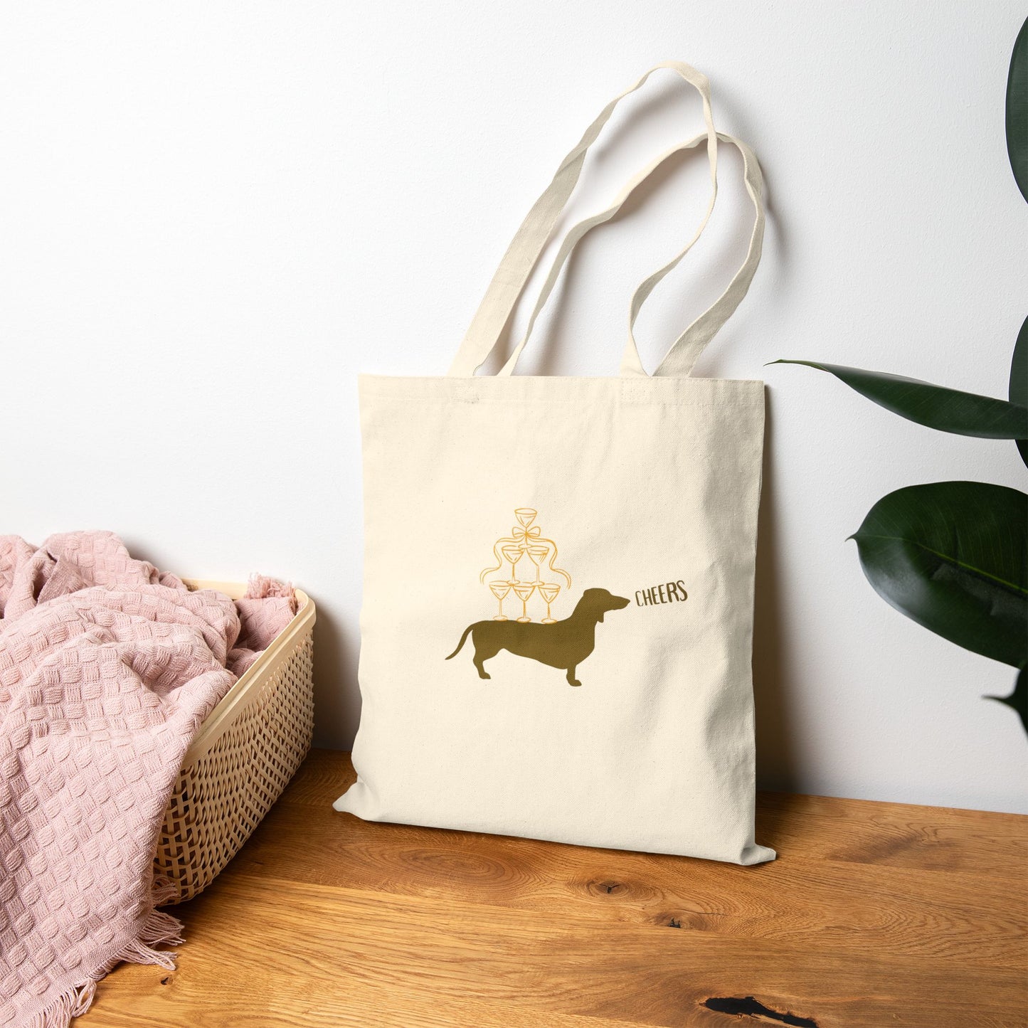Dachshund Cheers Tote Bag - Funny Dog Lover Gift, Eco-Friendly Shopping Bag, Cute Pet Accessory, Dog Mom Tote, Birthday Gift