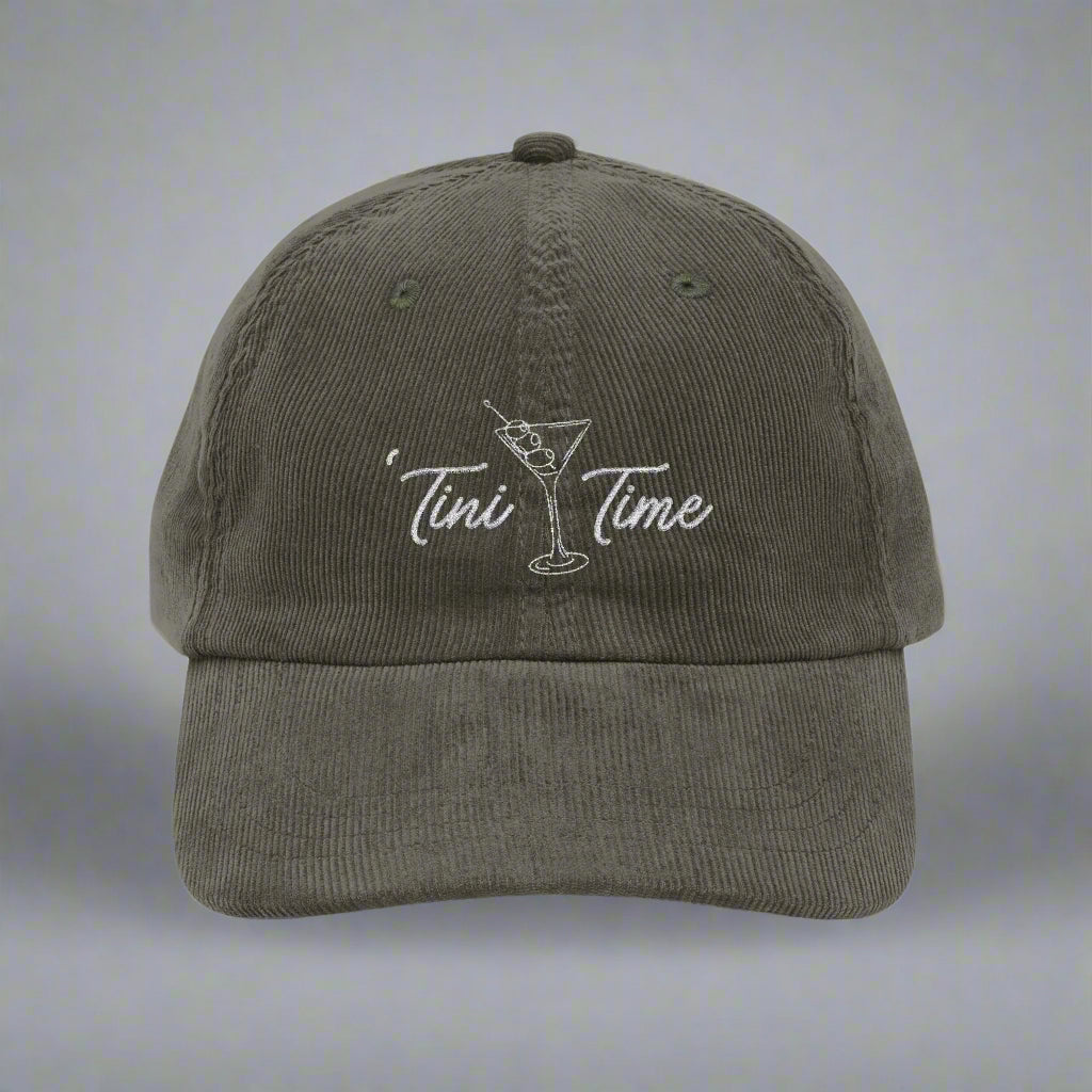 'Tini Time Corduroy Cap - Embroidered Martini Lover Hat