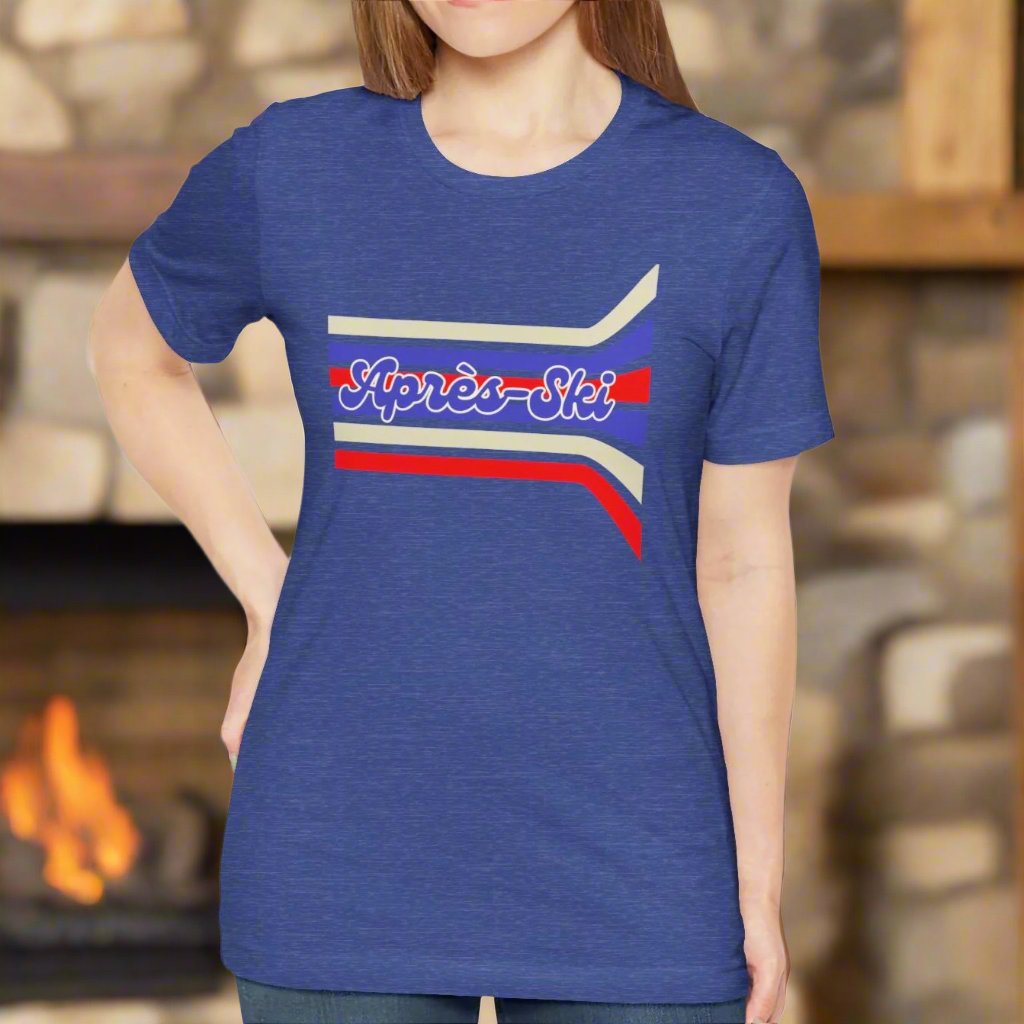 Après-Ski Unisex Tee- Retro Stripes in Ivory, Red & Blue