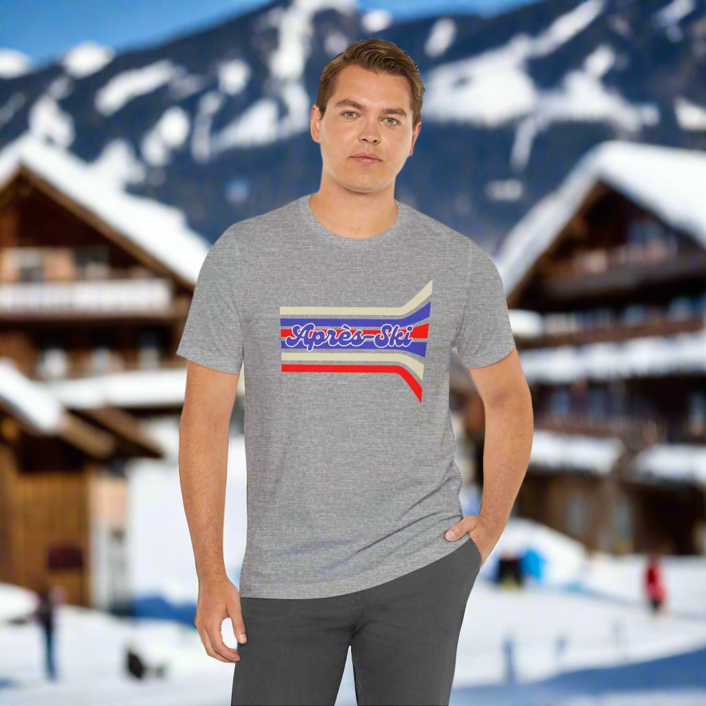 Après-Ski Unisex Tee- Retro Stripes in Ivory, Red & Blue