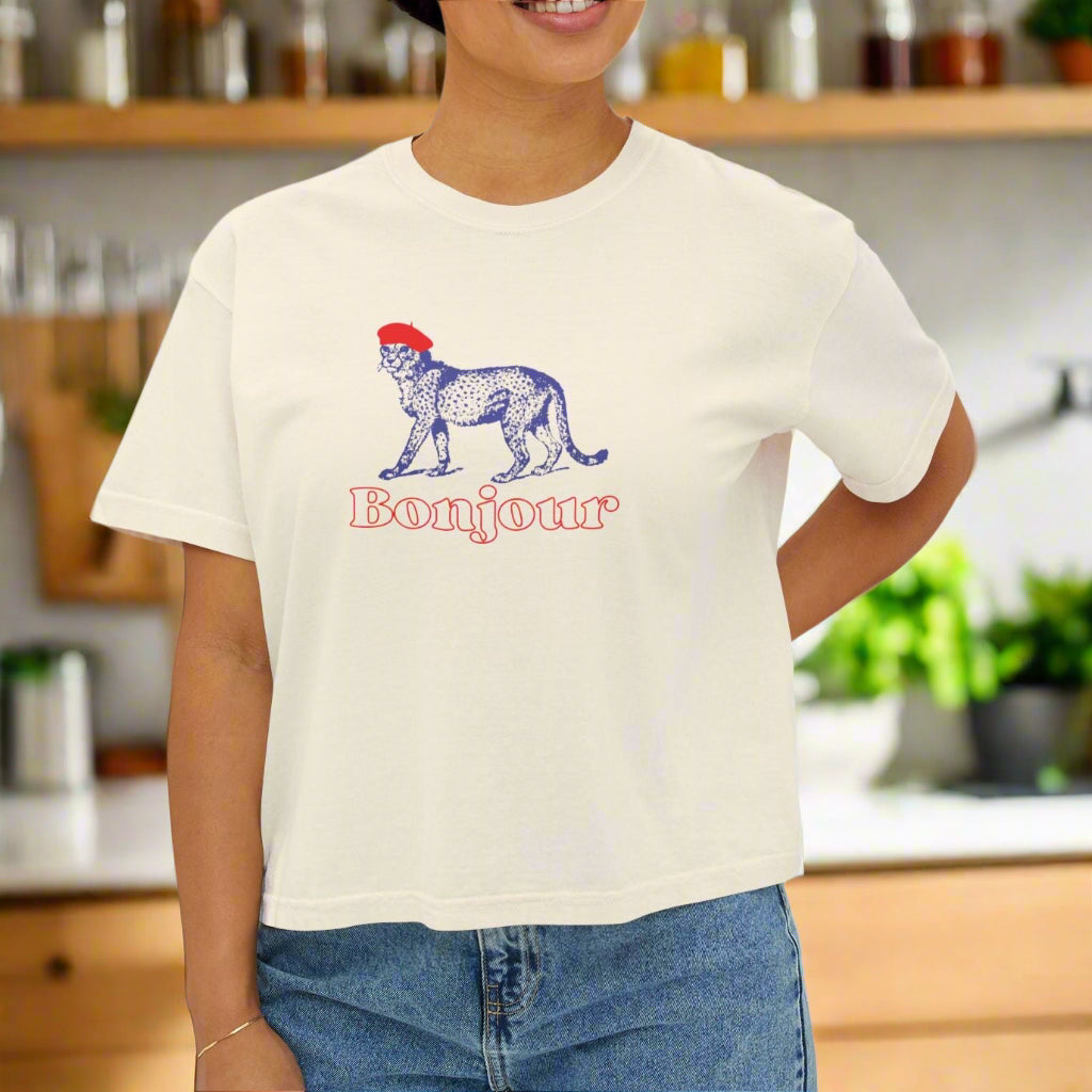 Bonjour Cheetah: Boxy Cotton Tee