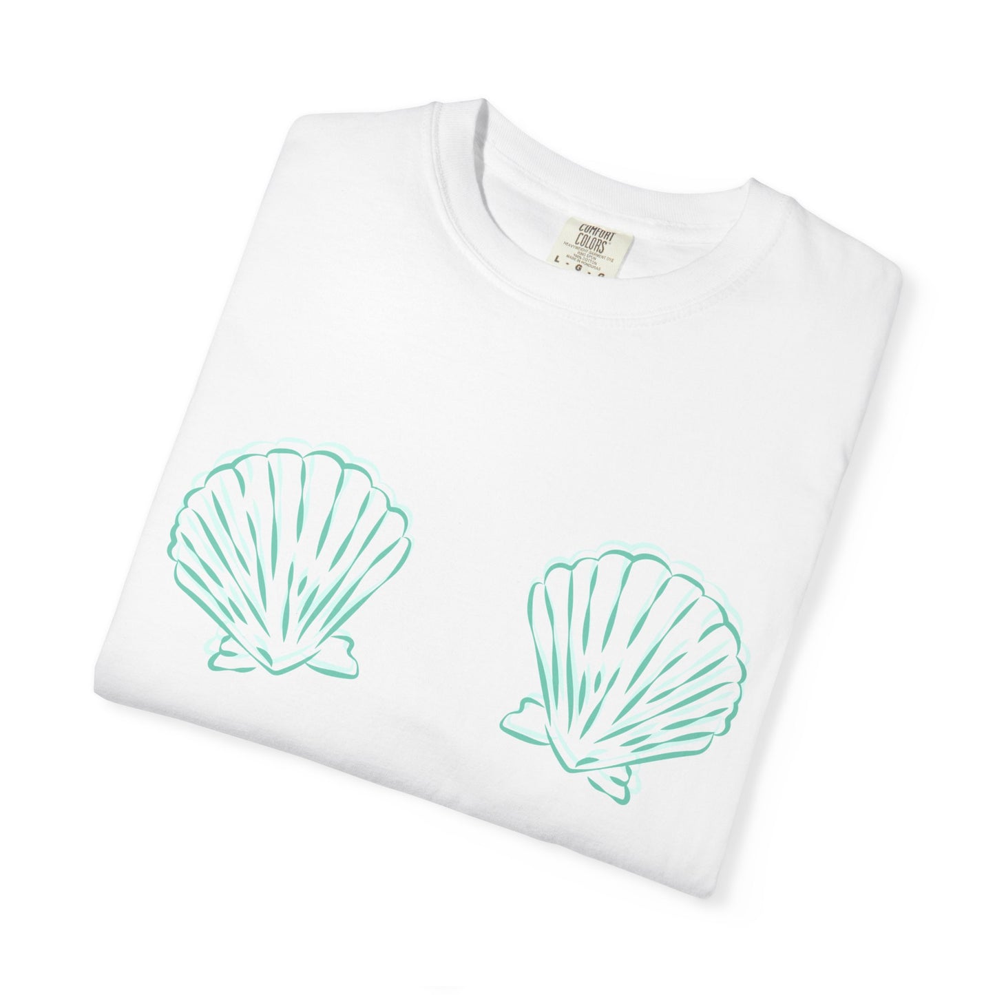 Cheeky Seashell Tee -Oversized Fit Beach Shirt, Mermaid Bikini Vibes in Coastal Colors
