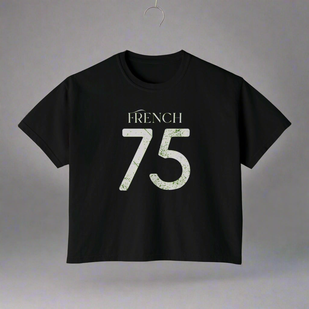 French 75 Cropped Tee - Varsity Cocktail Graphic TShirt