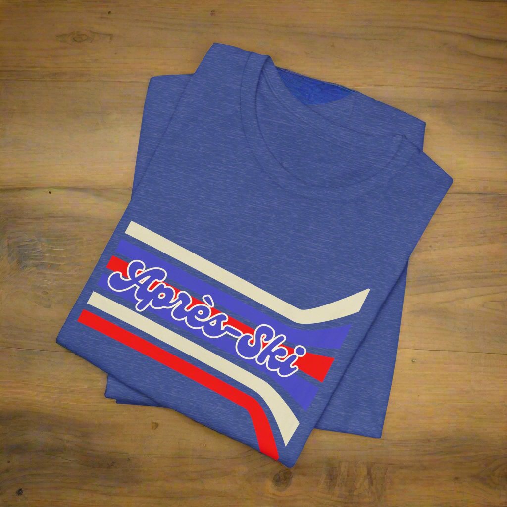 Après-Ski Unisex Tee- Retro Stripes in Ivory, Red & Blue