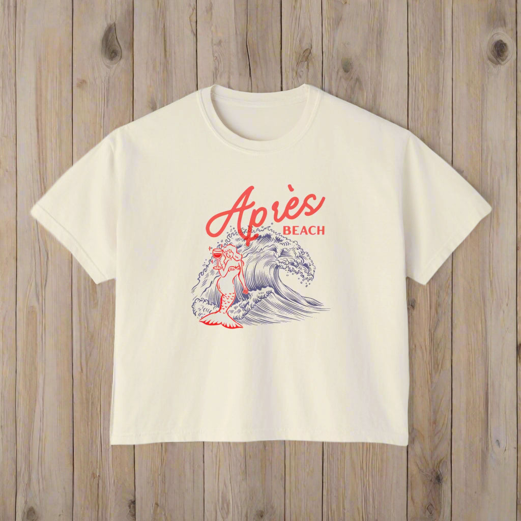 Après Beach Mermaid Tee – Retro Boxy Crop in Ivory