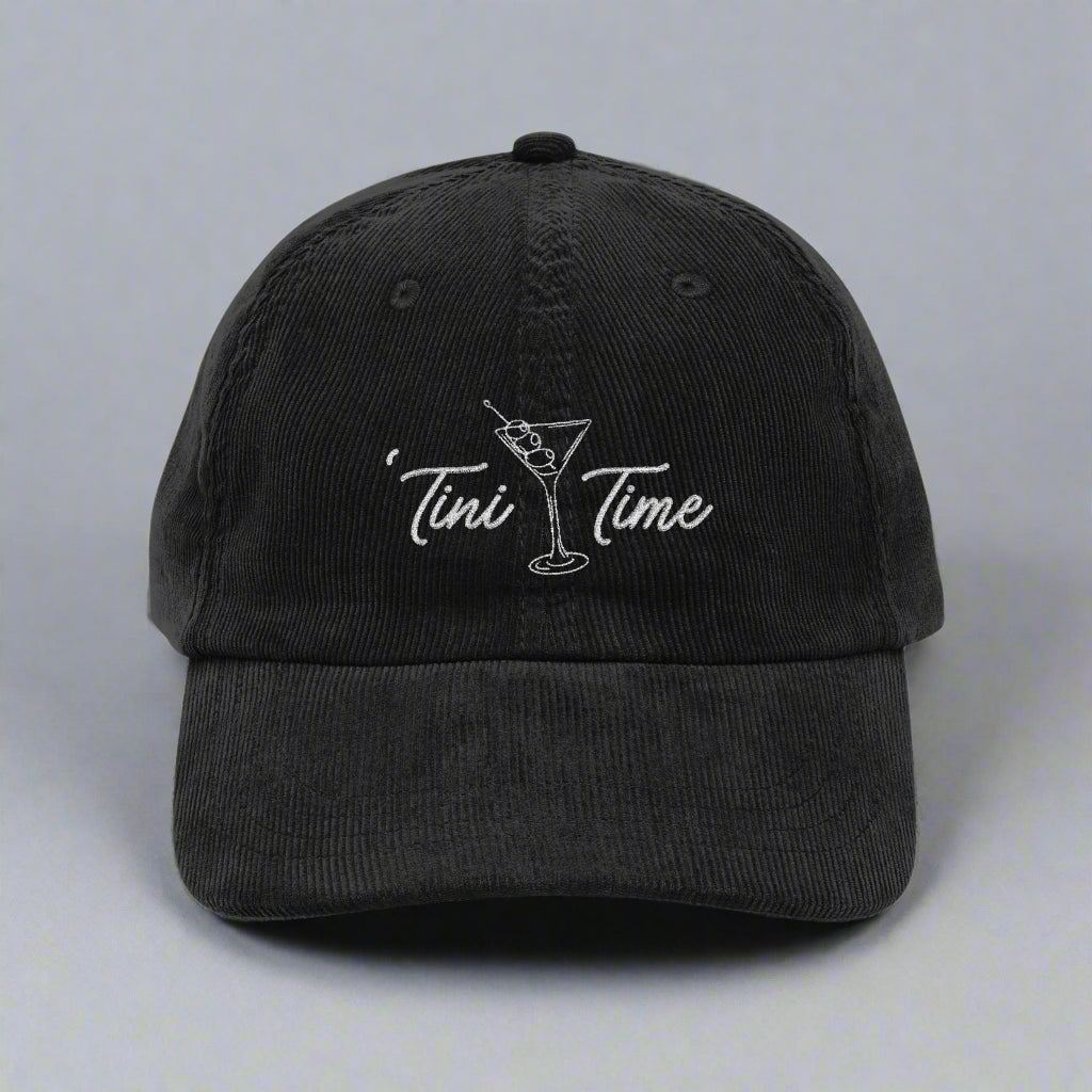 'Tini Time Corduroy Cap - Embroidered Martini Lover Hat