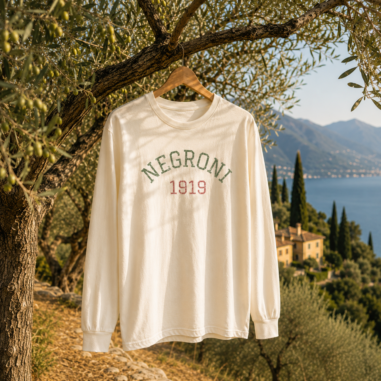 Negroni 1919 Long Sleeve Graphic Tee | Vintage Italian Cocktail Shirt