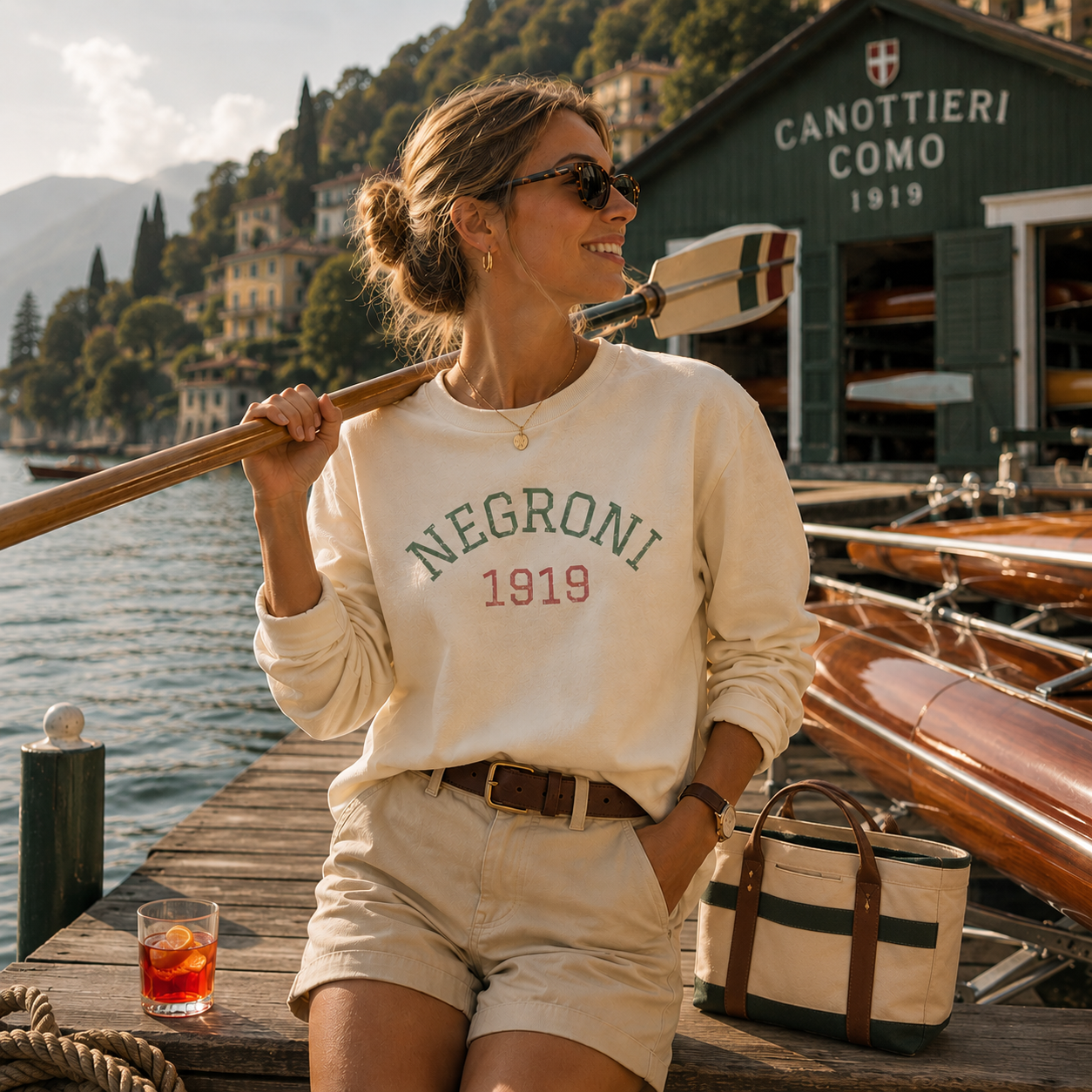 Negroni 1919 Long Sleeve Graphic Tee | Vintage Italian Cocktail Shirt