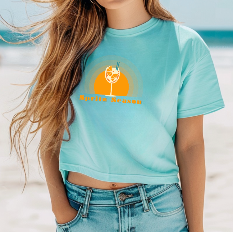 Spritz Season- Relaxed Cropped Cotton Tee
