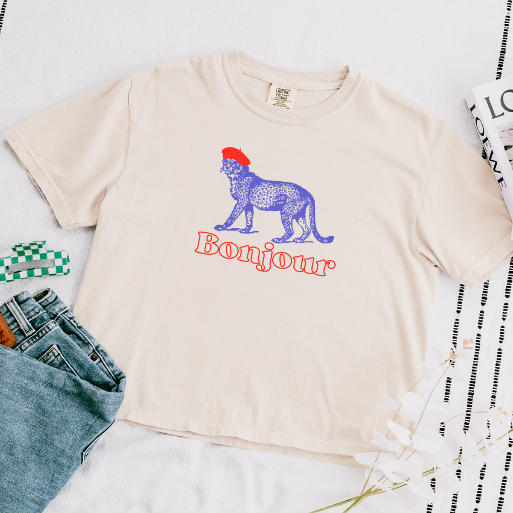 Bonjour Cheetah: Boxy Cotton Tee