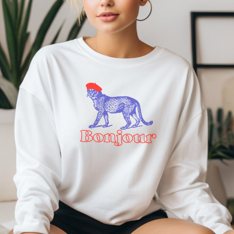 Bonjour Cheetah: Lightweight Cotton Sweatshirt