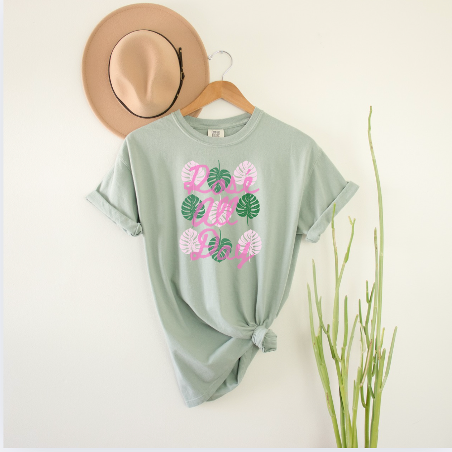 'Rosé All Day' Preppy-Tropical Vibes Tee