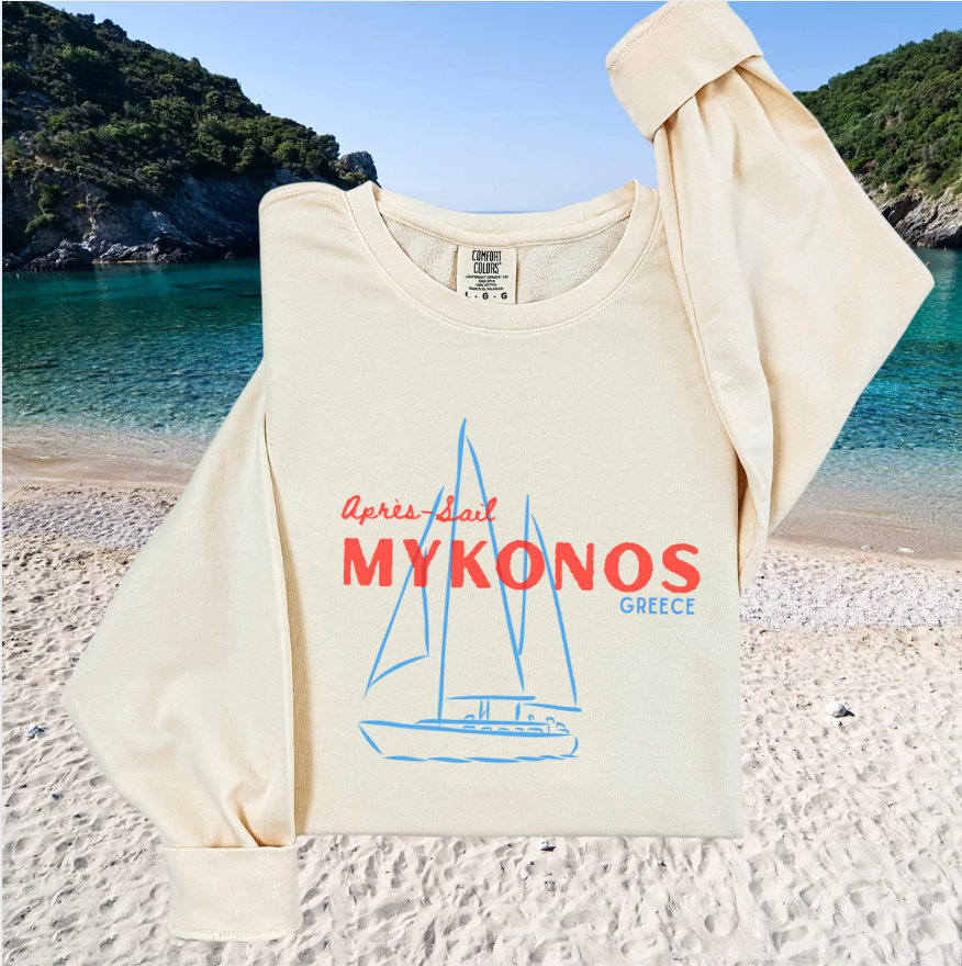 Après-Sail Mykonos Lightweight Crewneck - Summer Coastal Style