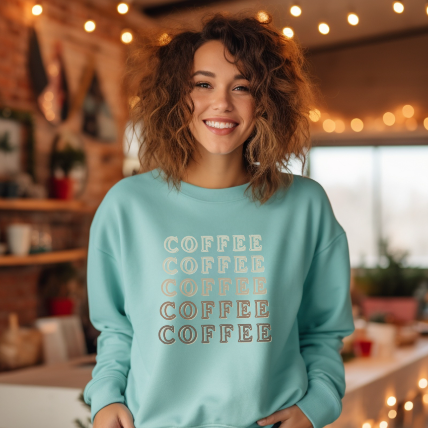 Coffee x5 - Cozy Lightweight Cotton Crewneck