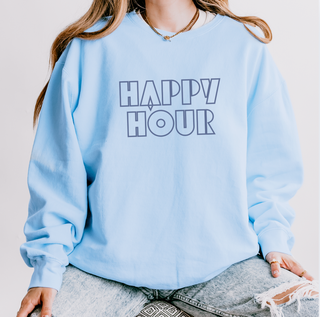 Happy Hour Crewneck Sweatshirt -Lightweight Summer Cotton