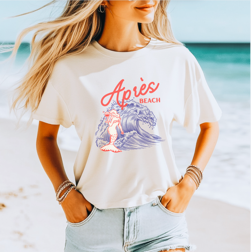Après Beach Mermaid Tee – Retro Boxy Crop in Ivory