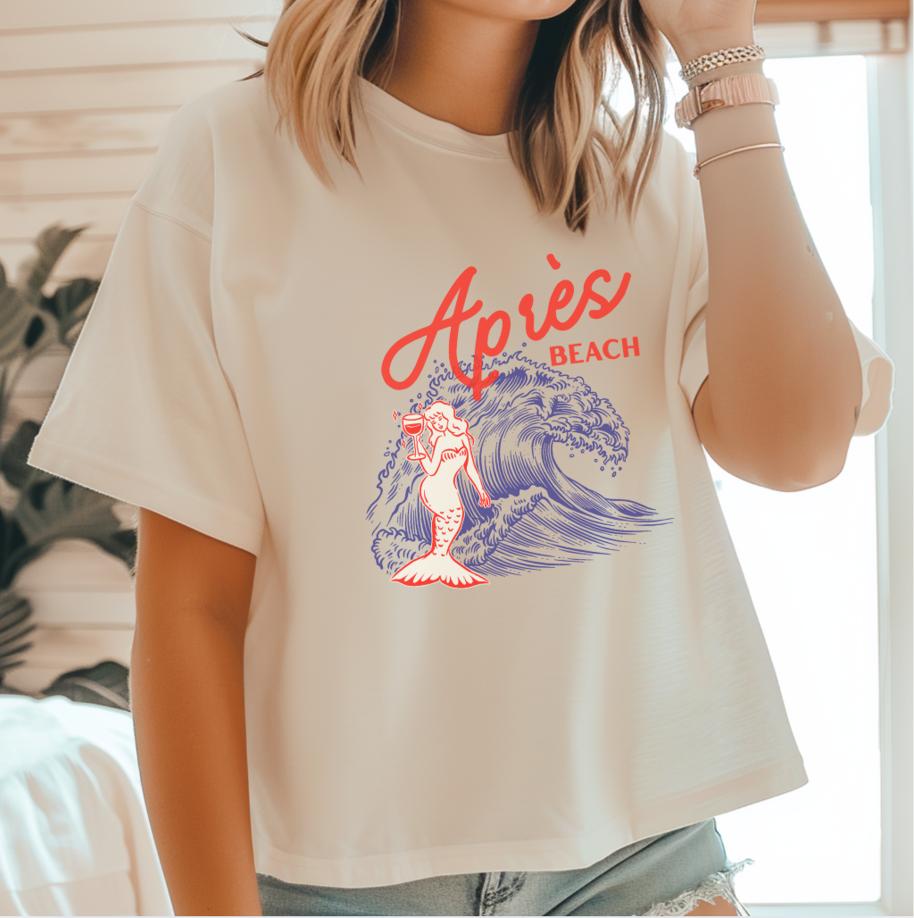 Après Beach Mermaid Tee – Retro Boxy Crop in Ivory