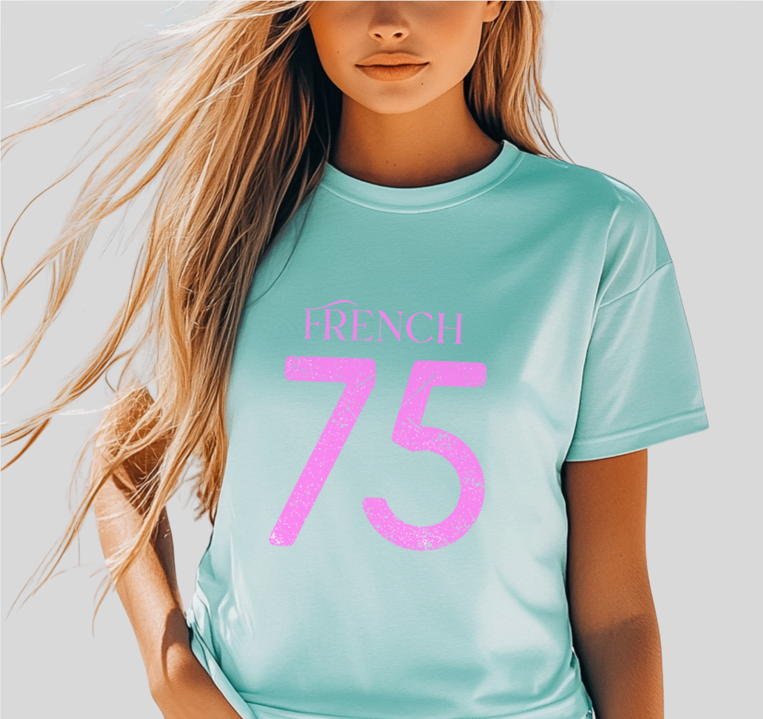French 75 Cropped Tee - Varsity Cocktail Graphic TShirt