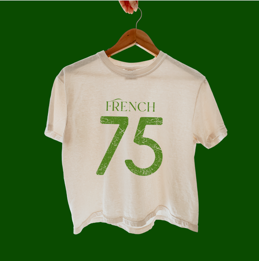 French 75 Cropped Tee - Varsity Cocktail Graphic TShirt
