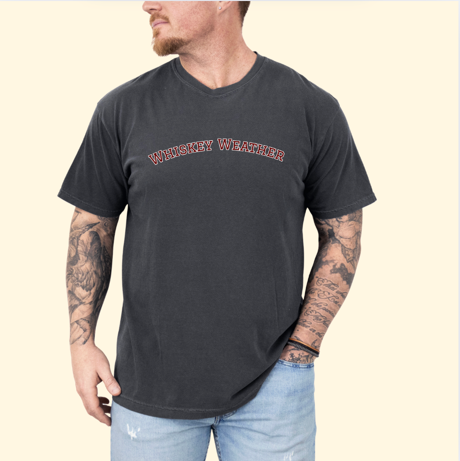 Whiskey Weather Men's Cotton Tee - Varsity Vibes Whisky Lover T Shirt