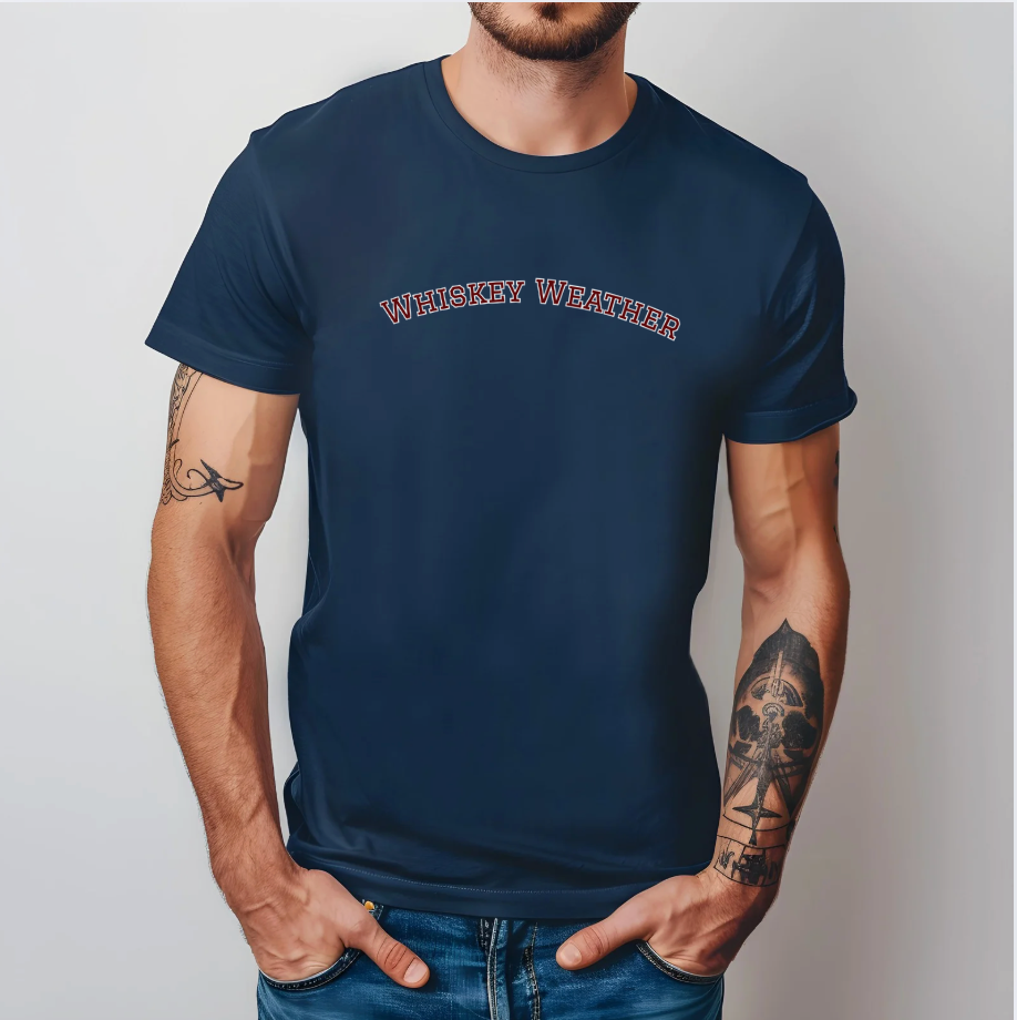 Whiskey Weather Men's Cotton Tee - Varsity Vibes Whisky Lover T Shirt