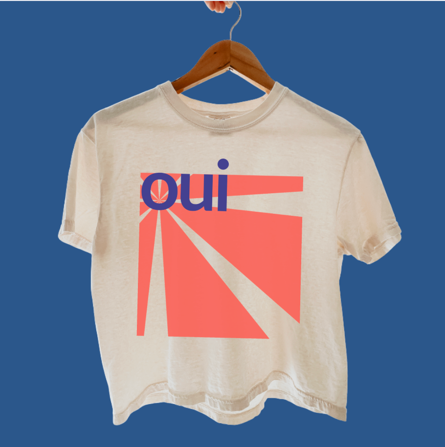 Oui Geometric Design Boxy Ivory Tee