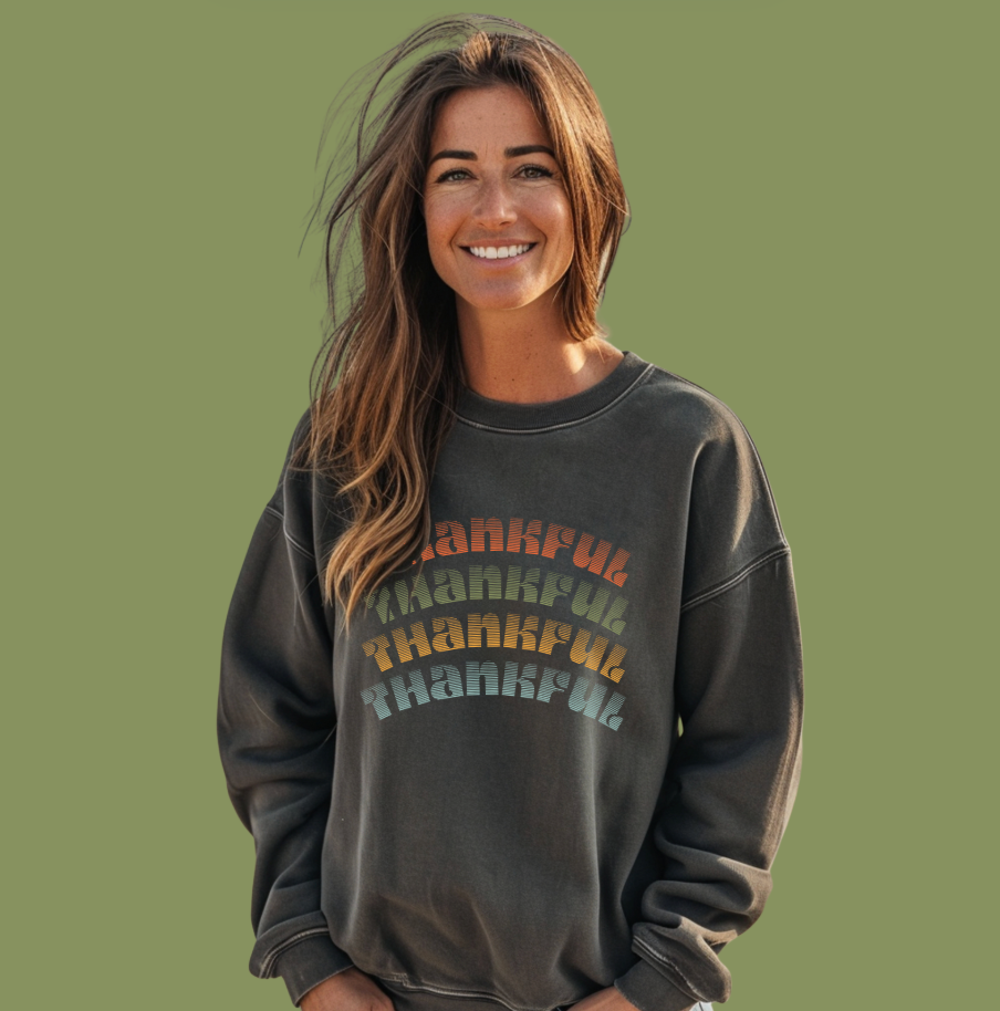 Thankful Crewneck Sweatshirt, Cozy Fall Apparel, Perfect for Thanksgiving, Gift for Family, Casual Wear, Unisex Style