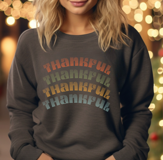 Thankful Crewneck Sweatshirt, Cozy Fall Apparel, Perfect for Thanksgiving, Gift for Family, Casual Wear, Unisex Style