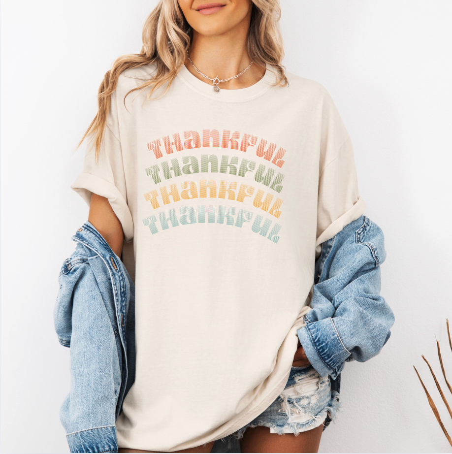 Thankful Unisex Garment-Dyed T-Shirt, Cozy Casual Tee, Gratitude Shirt, Fall Fashion, Thanksgiving Gift, Everyday Comfort Wear