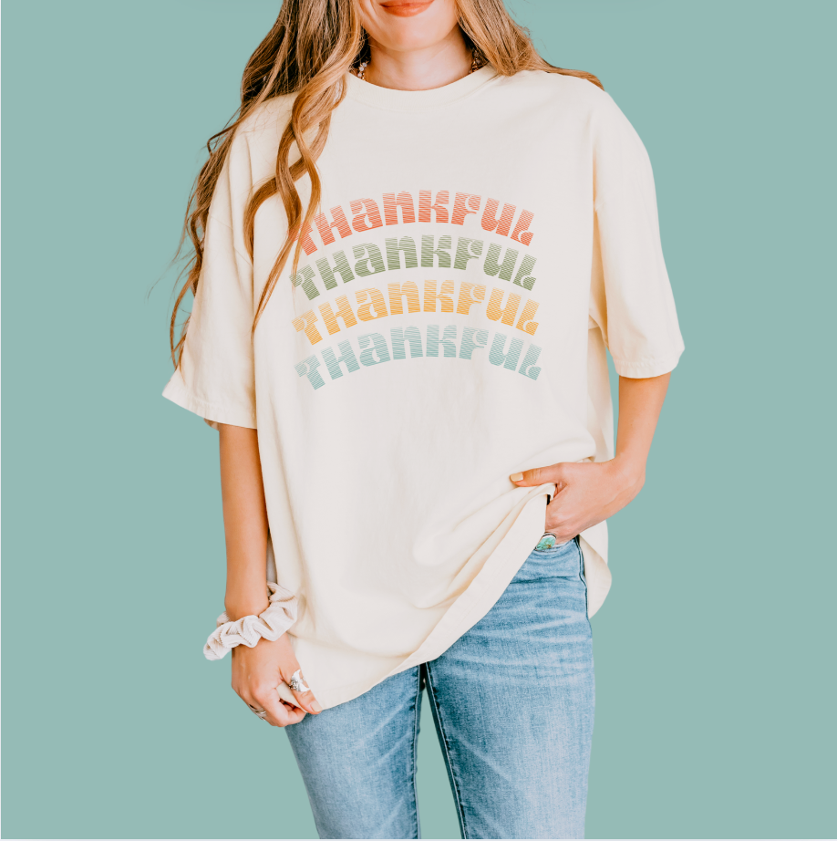 Thankful Unisex Garment-Dyed T-Shirt, Cozy Casual Tee, Gratitude Shirt, Fall Fashion, Thanksgiving Gift, Everyday Comfort Wear