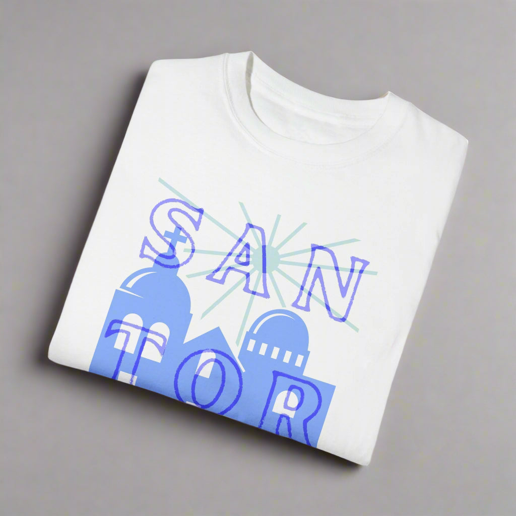 Santorini Edition Tee - Oversized Graphic in Aegean Blues