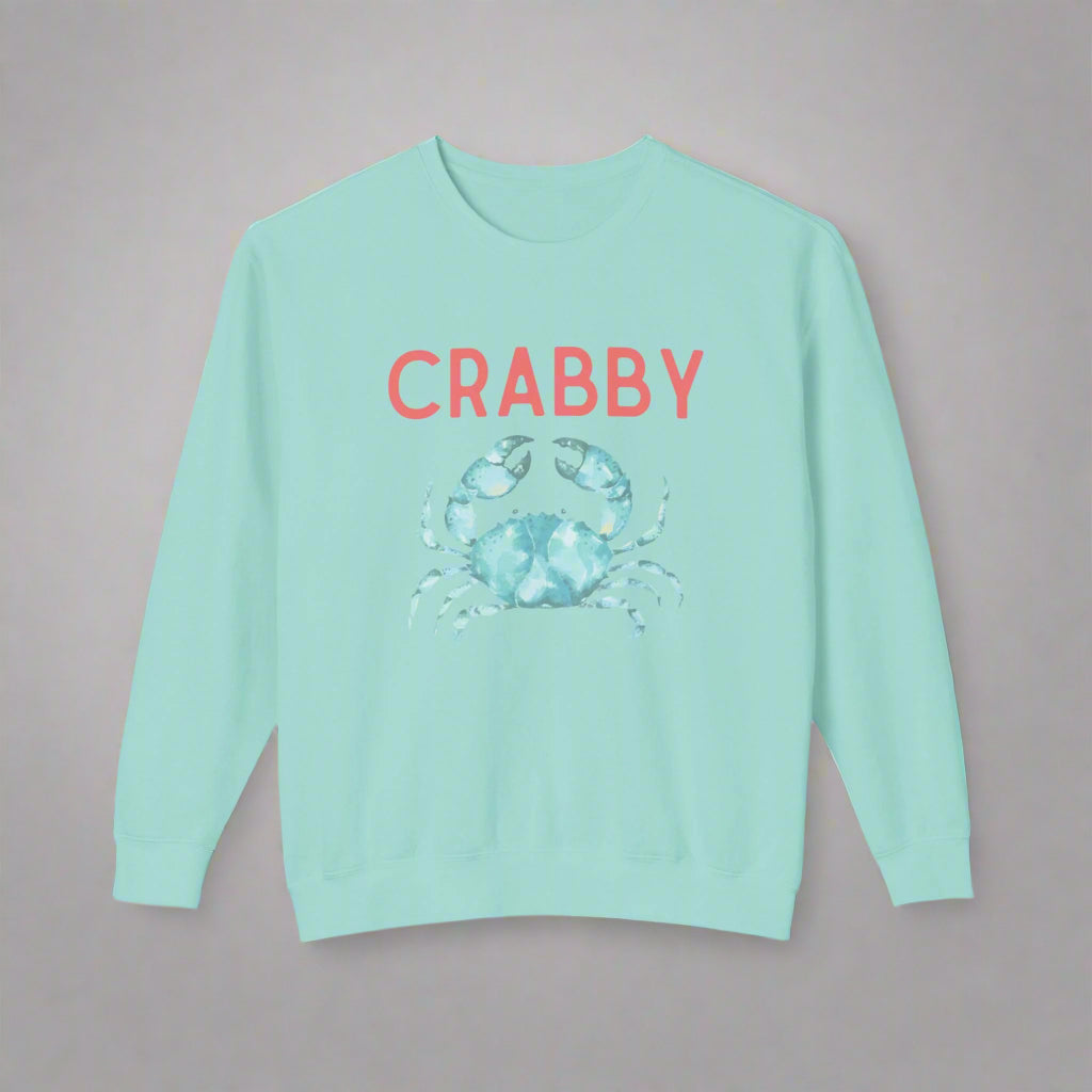 Crabby Aqua Blue Crab Relaxed Crewneck
