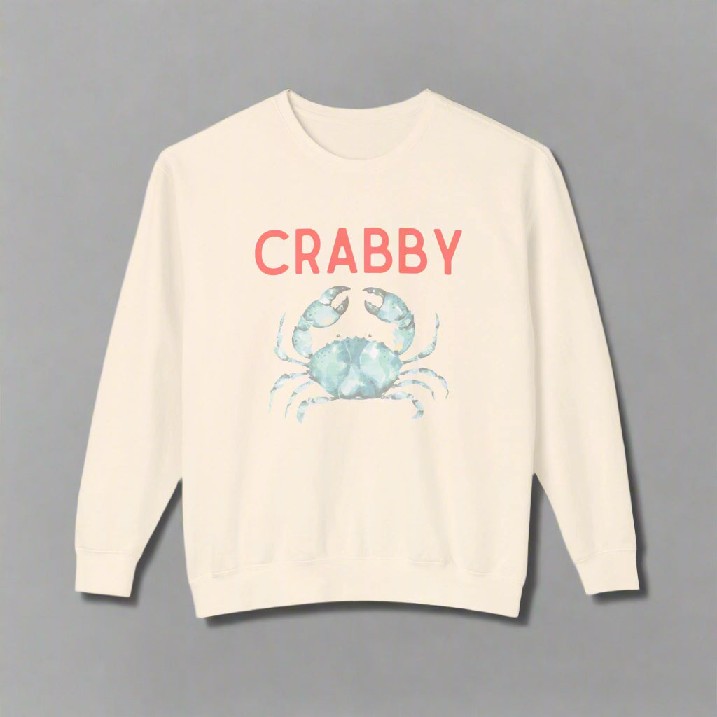 Crabby Aqua Blue Crab Relaxed Crewneck
