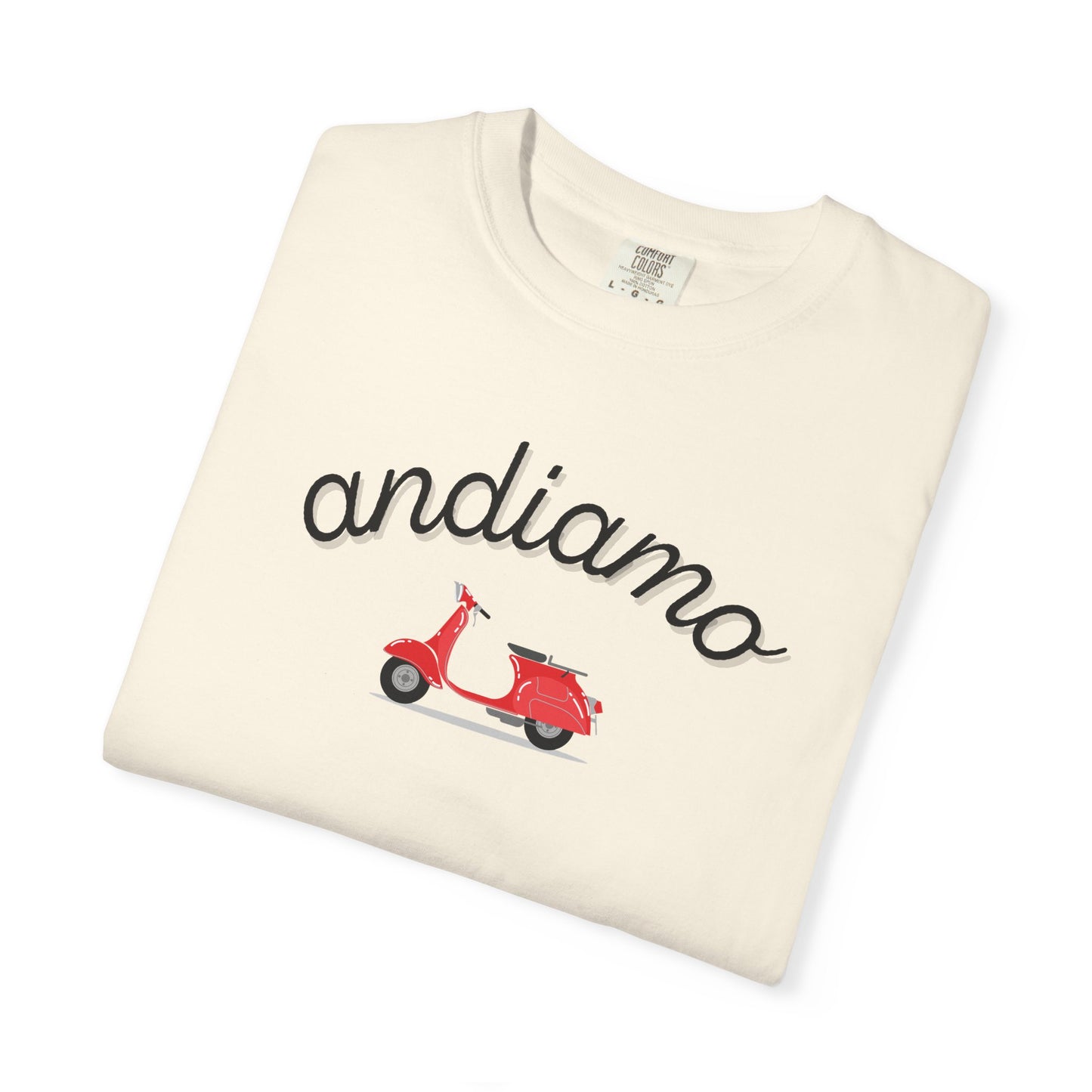 Andiamo Scooter Illustration T-Shirt | Vespa Italy Retro Travel Design
