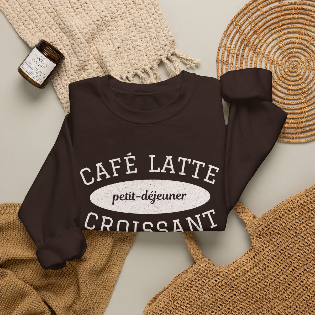 Café Latte & Croissant Sweatshirt – Athletic Style Crewneck