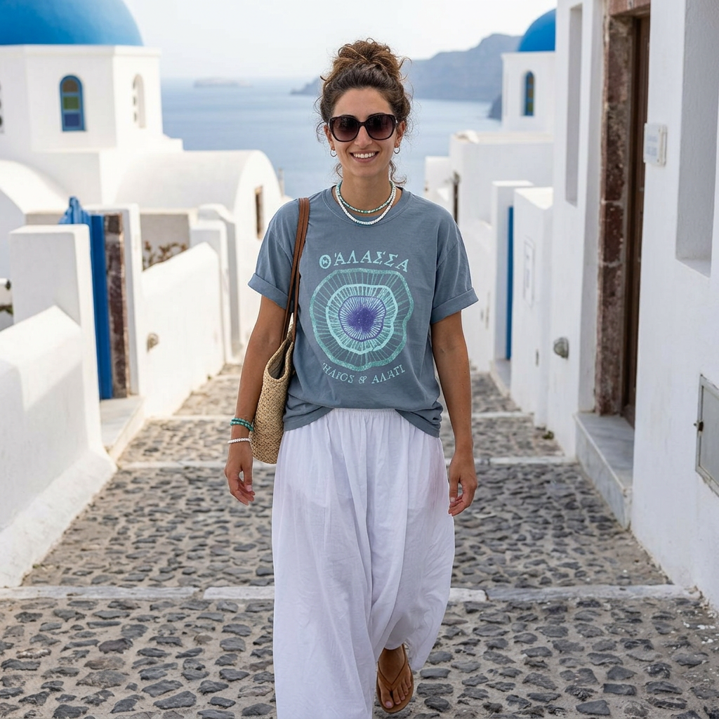 Sea, Sun & Salt Graphic Tee with Greek Evil Eye