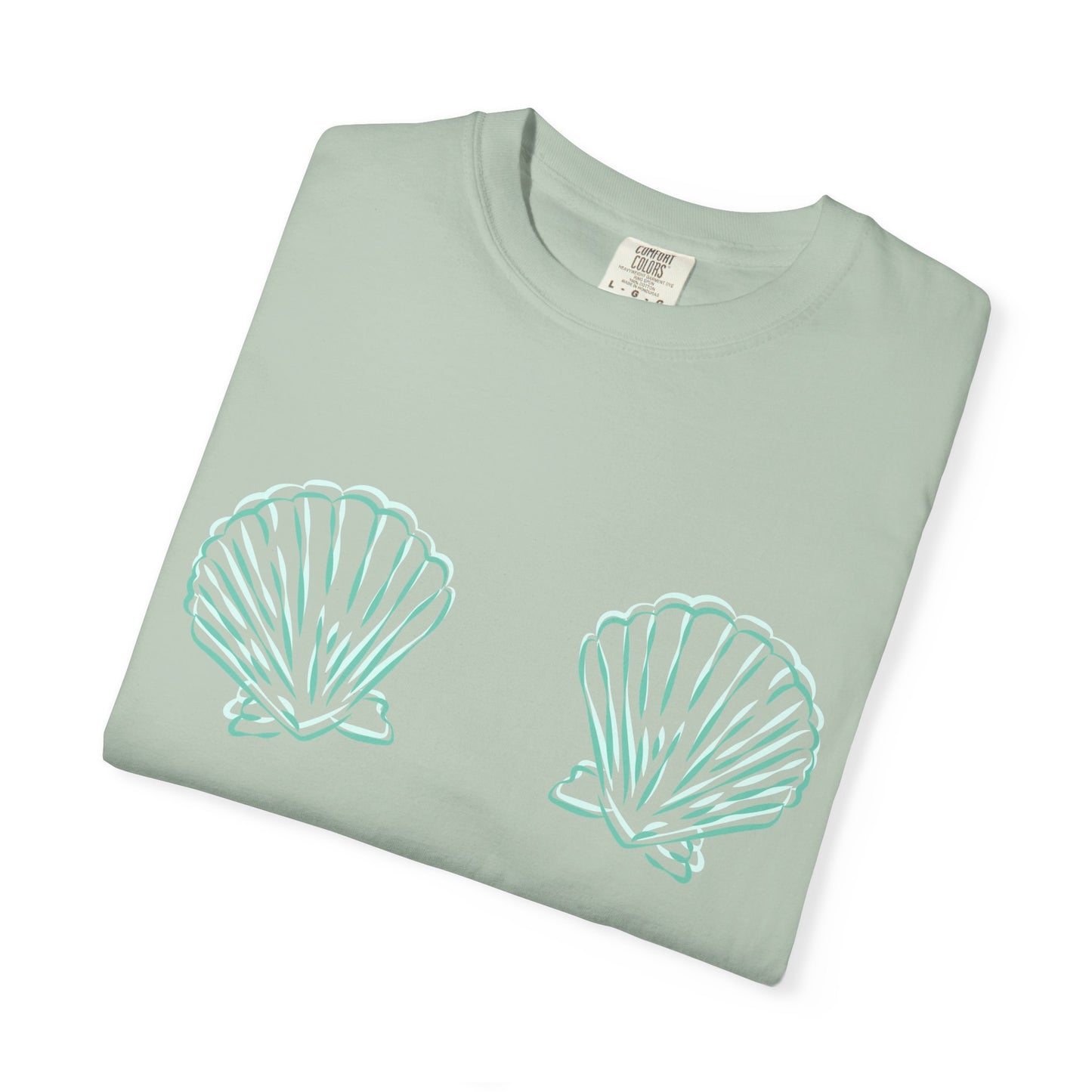 Cheeky Seashell Tee -Oversized Fit Beach Shirt, Mermaid Bikini Vibes in Coastal Colors