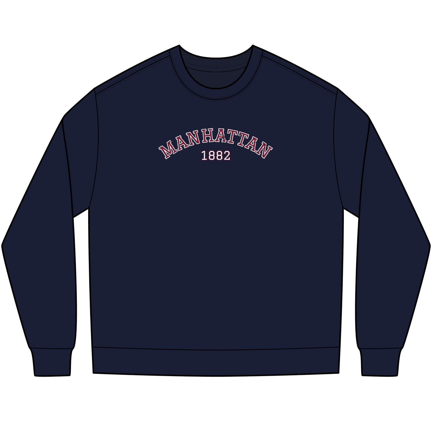 Manhattan 1882 Long Sleeve Tee — Vintage Collegiate Crewneck