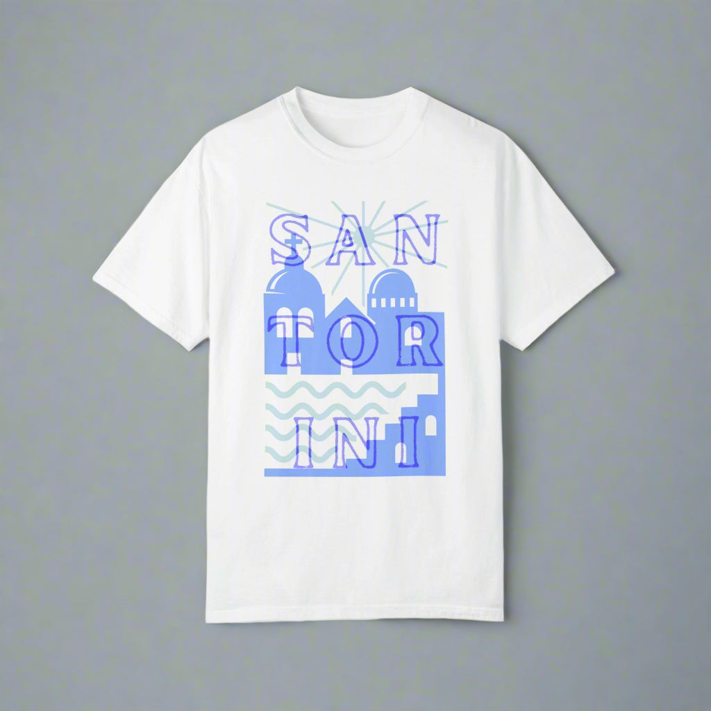 Santorini Edition Tee - Oversized Graphic in Aegean Blues