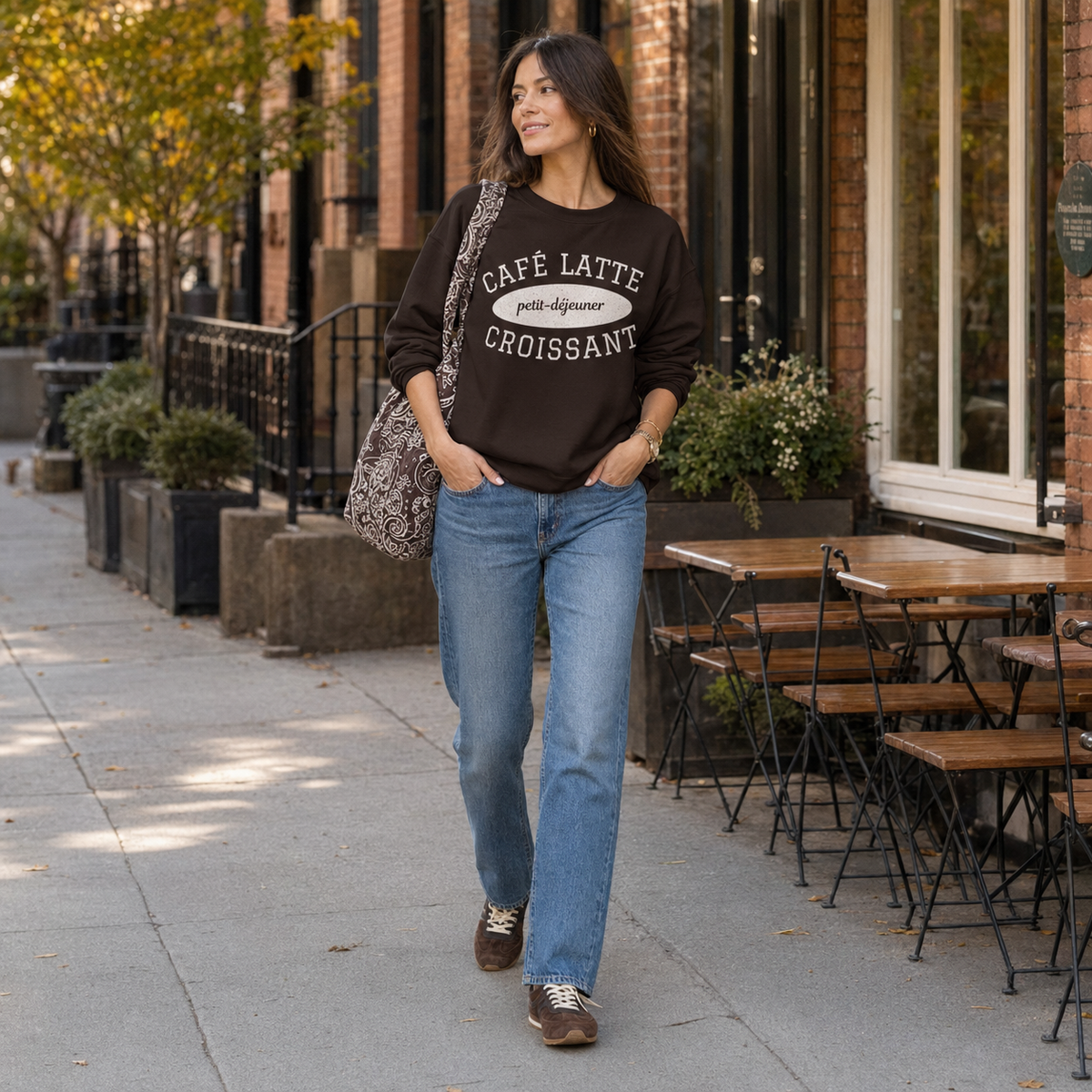 Café Latte & Croissant Sweatshirt – Athletic Style Crewneck