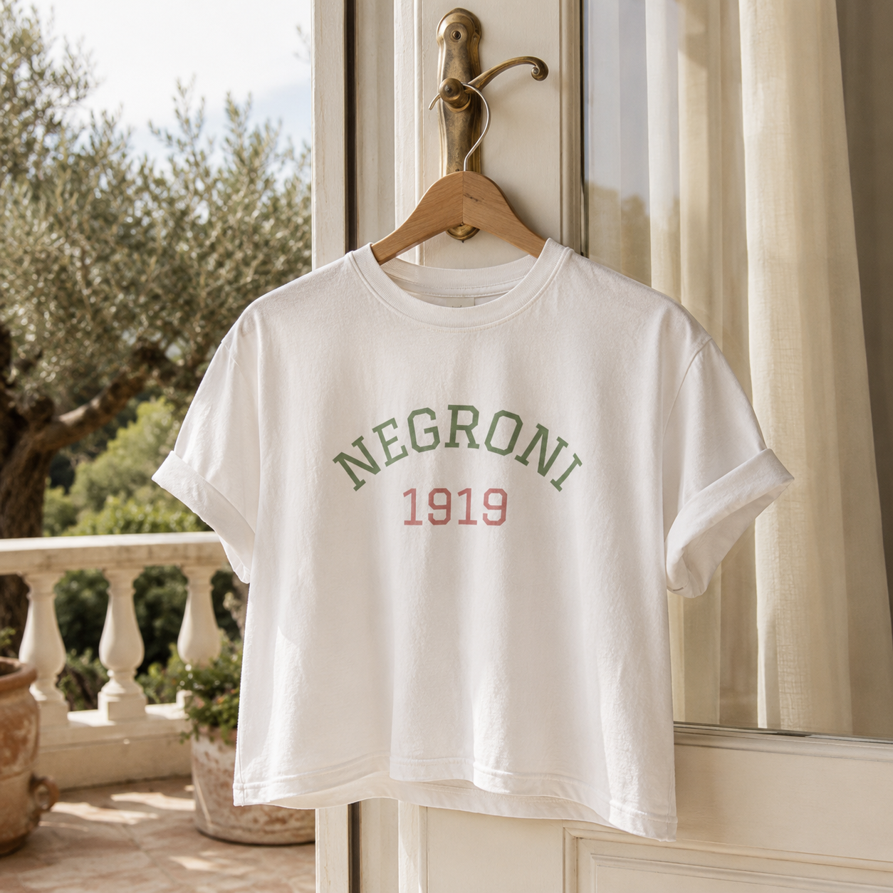 Negroni 1919 Boxy Crop Tee - Athletic Vintage Cocktail Graphic Tee