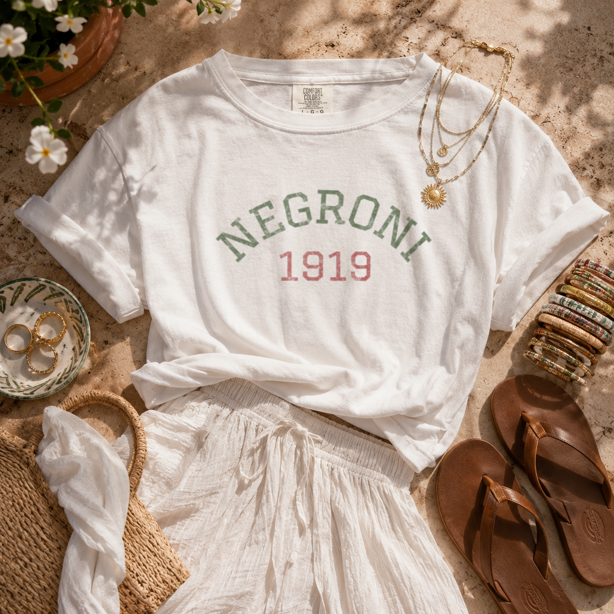 Negroni 1919 Boxy Crop Tee - Athletic Vintage Cocktail Graphic Tee