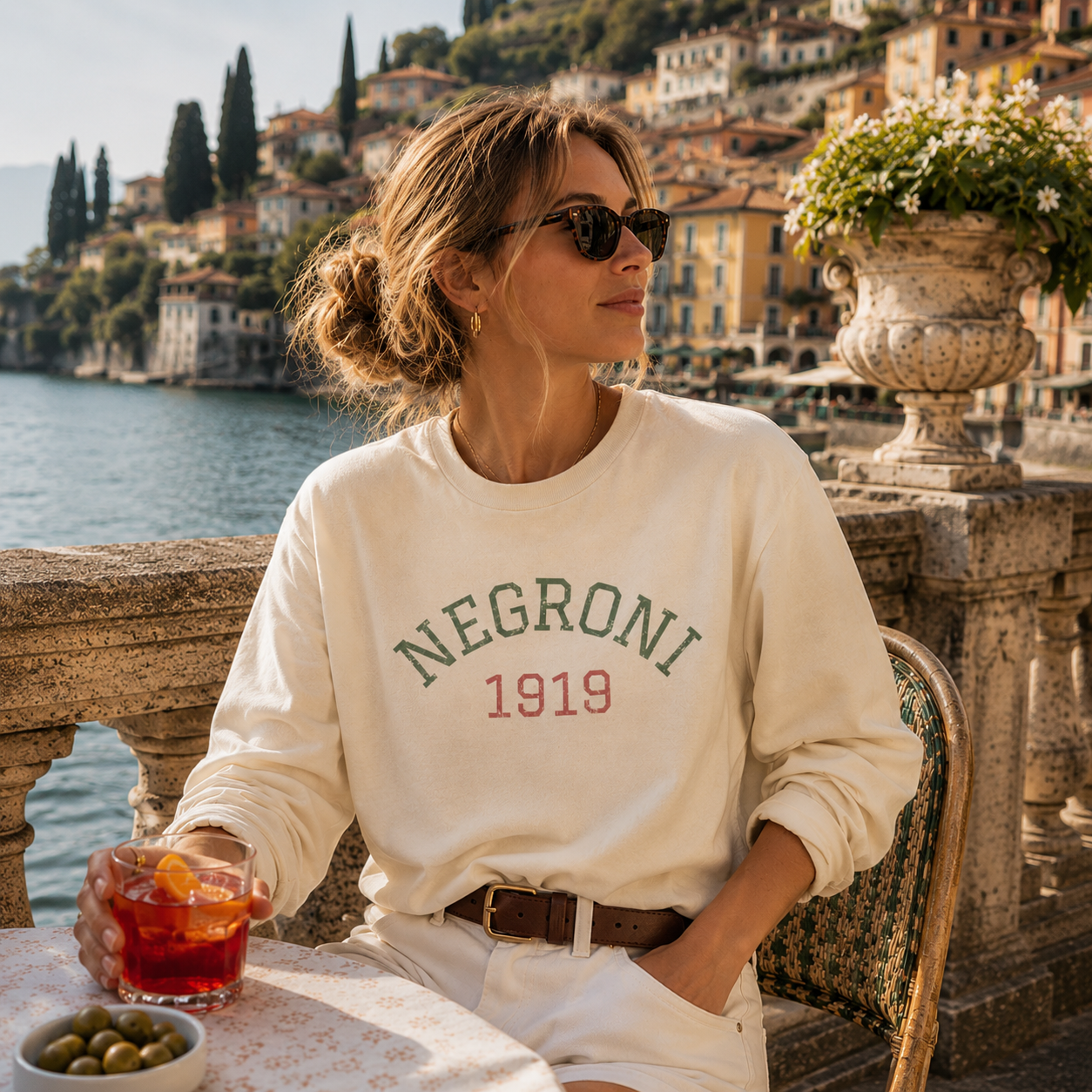 Negroni 1919 Long Sleeve Graphic Tee | Vintage Italian Cocktail Shirt