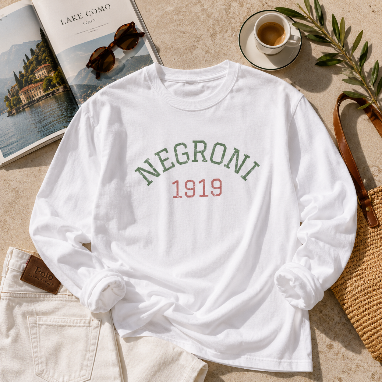 Negroni 1919 Long Sleeve Graphic Tee | Vintage Italian Cocktail Shirt
