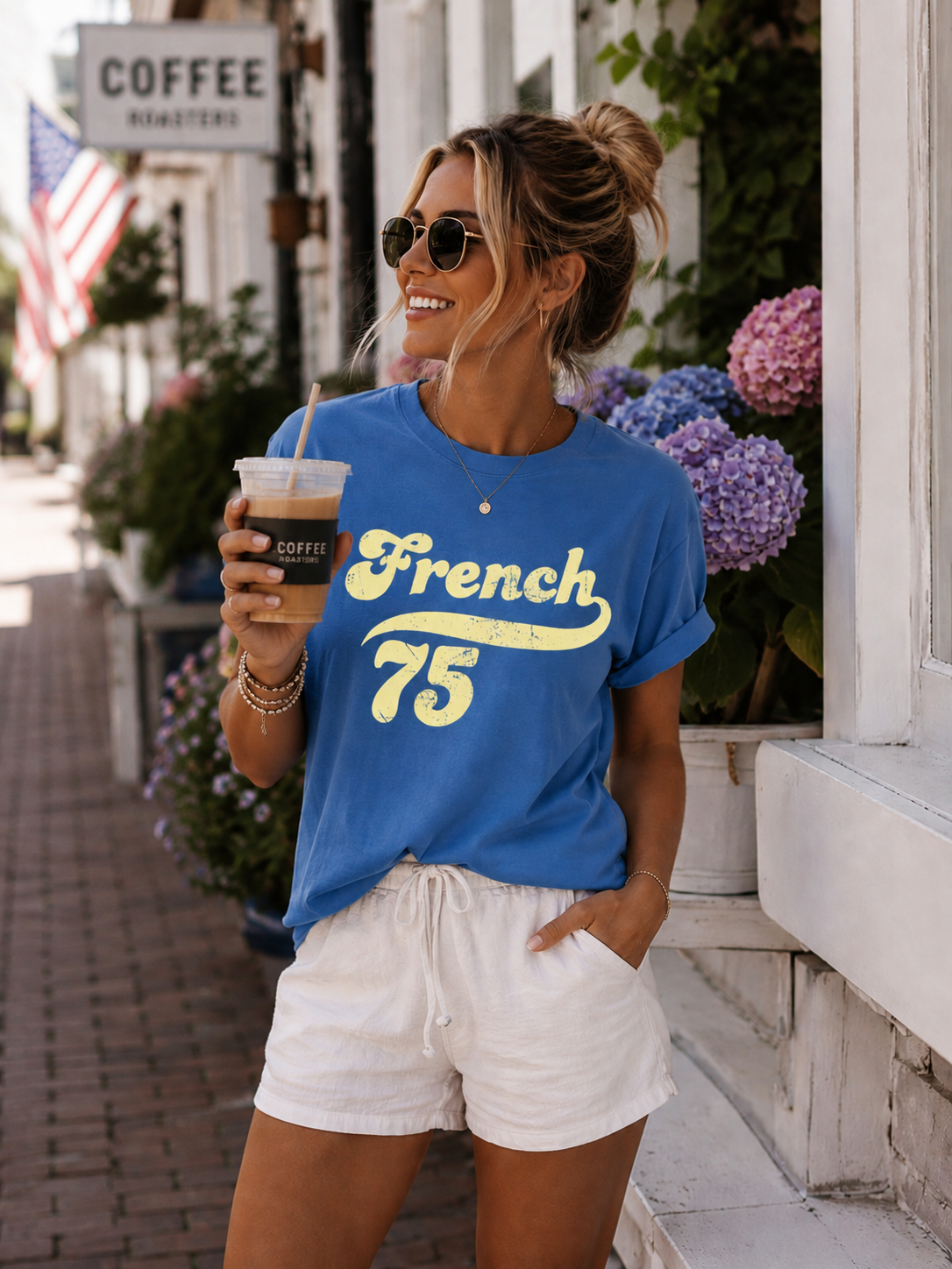 French 75 Retro Script T-Shirt | Vintage Cocktail Style