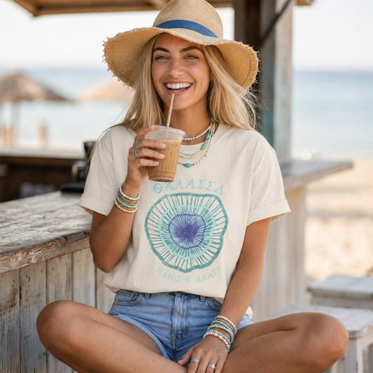 Sea, Sun & Salt Greek Evil Eye Graphic Tee