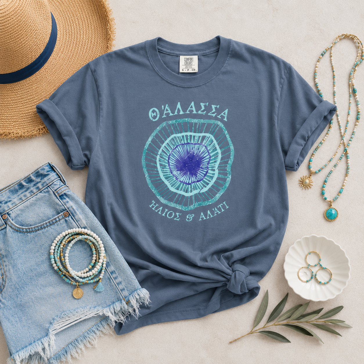 Sea, Sun & Salt Greek Evil Eye Graphic Tee