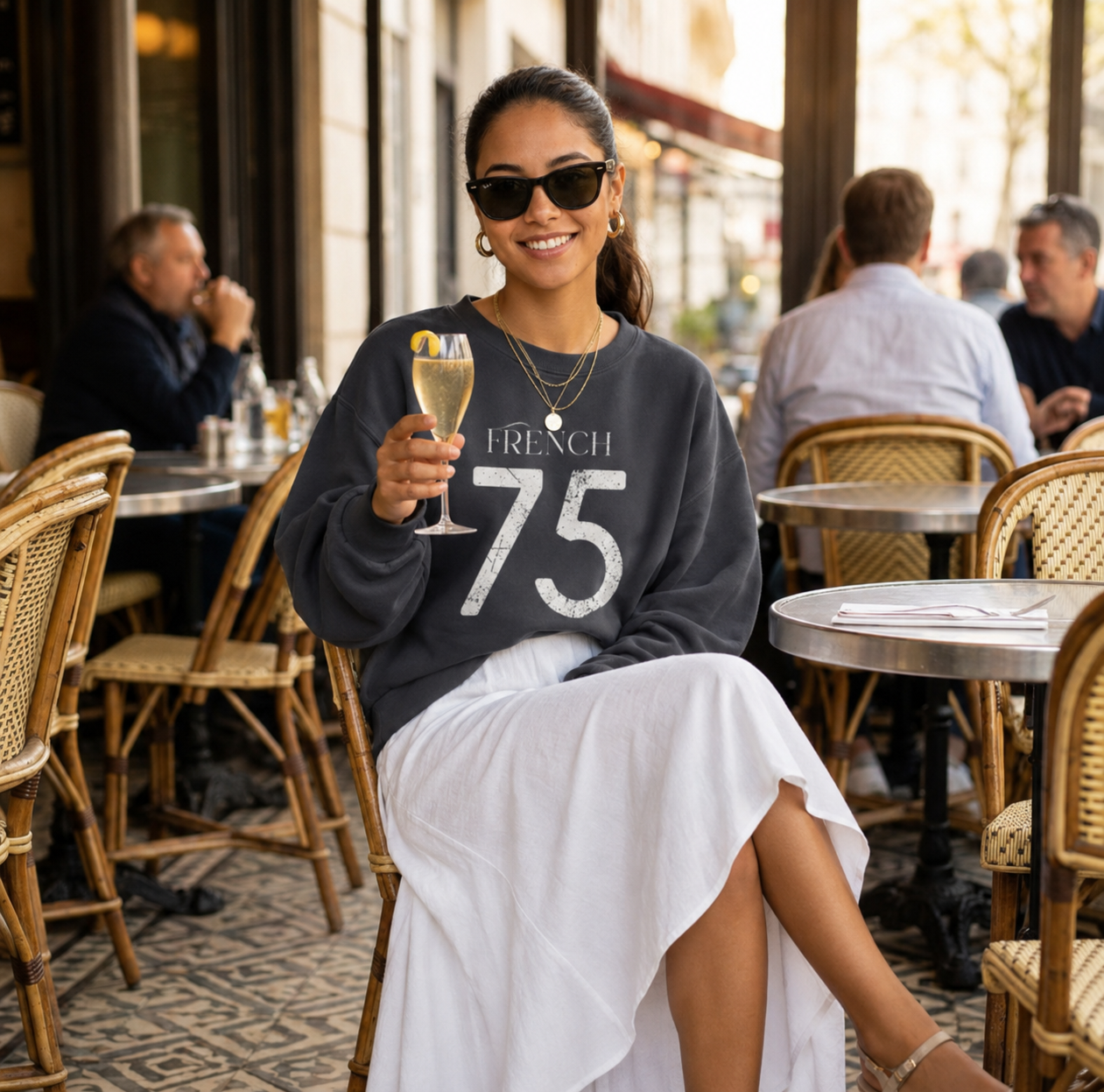 French 75 Varsity Crewneck -Athletic Design with a Twist