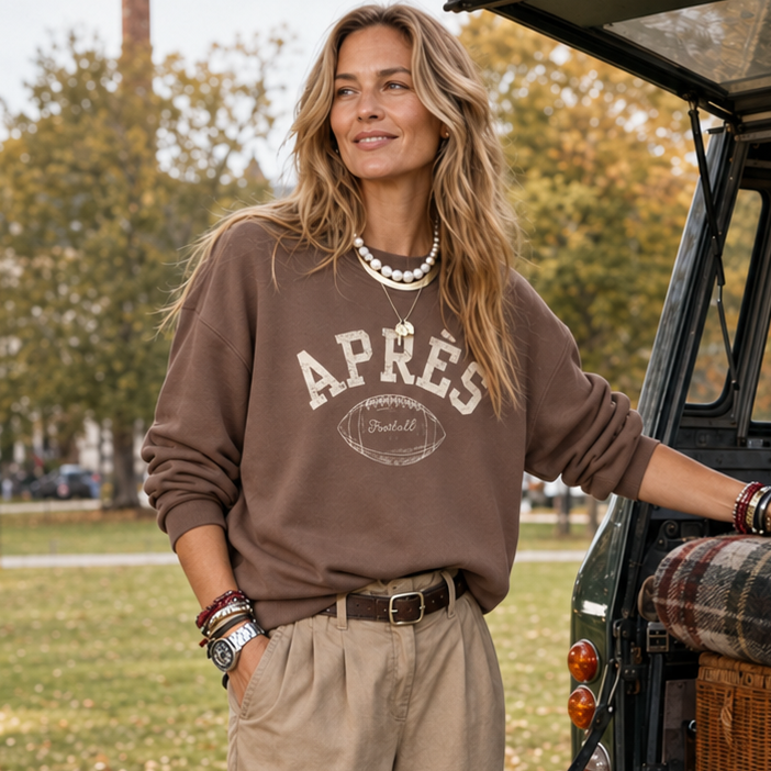 Après Football Crewneck | Lightweight Vintage Graphic Sweatshirt